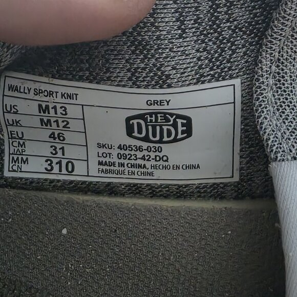 Men's Size 13 - Hey Dude Wally Sport Knit Shoes Grey Slip On Casual Stretch - Picture 8 of 8